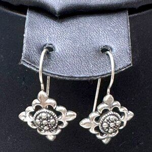 Vintage Four Point Bali Sterling Silver Flower Earrings 925 Boho Chic Y2K